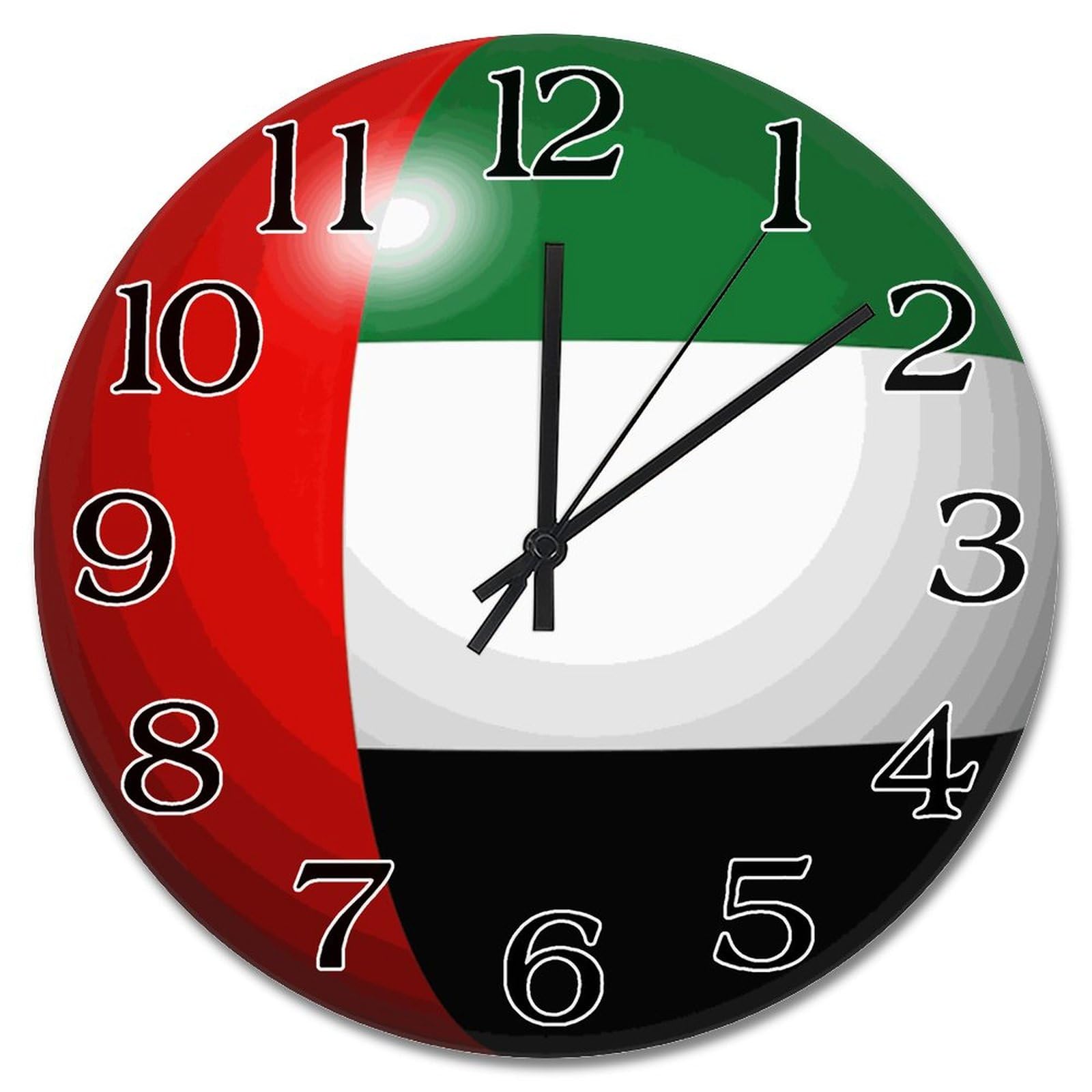 Horloge murale drapeau Émirats arabes unis ronde 38cm à piles pour une déco de salon rustique