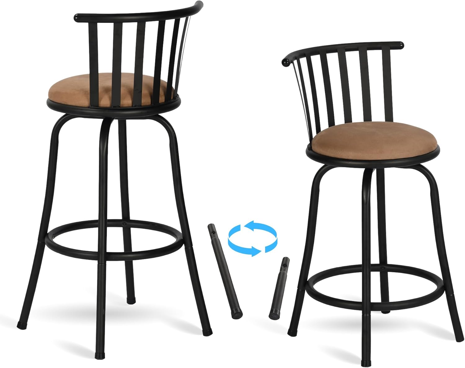 Homy Casa Set of 2 Upholstered Breakfast Stools, 24/29