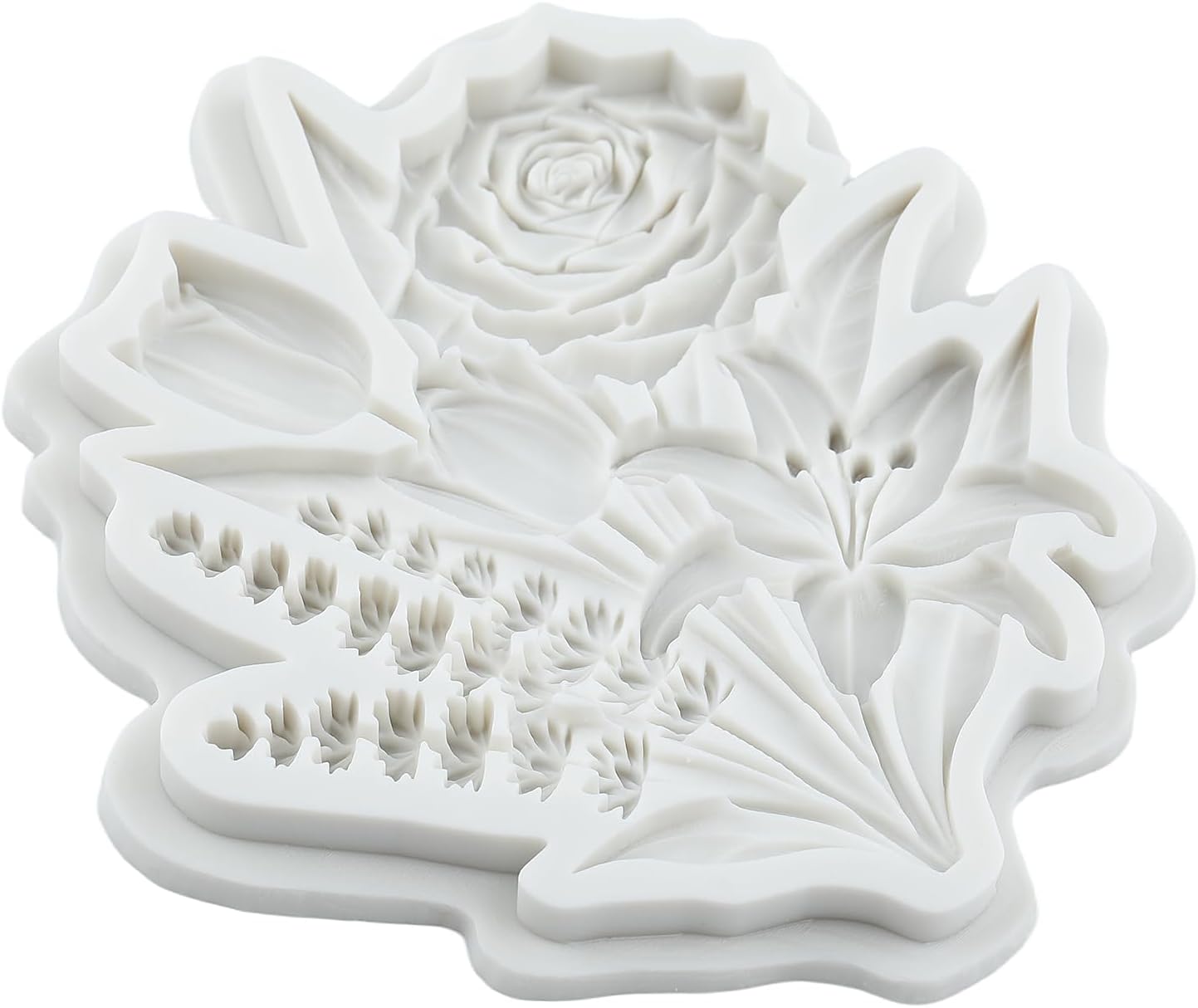 Flower Bouquet Polymer Clay Mold Lavender Rose Tulip Lily Flower Silicone Molds for DIY Craft Epoxy Resin Casting Polymer Clay Tools Crafts Air Dry Jewelry Making