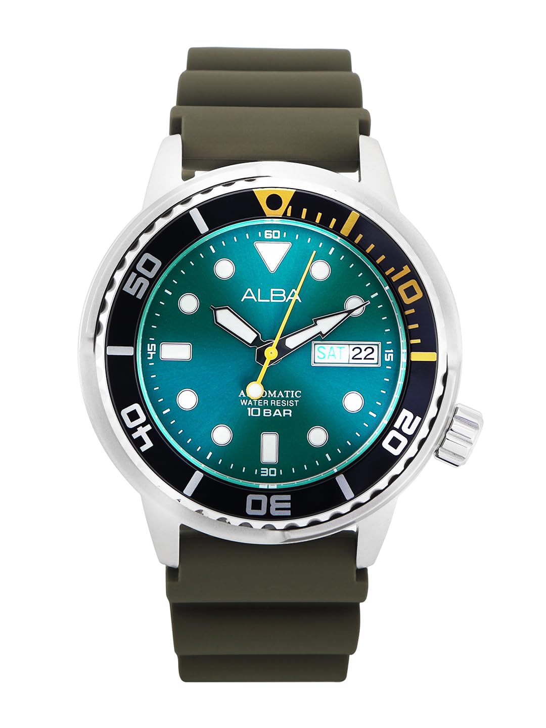 Alba Silicone Men Analog Wristwatch Al4249X1, Green Dial, Green Band (B09TJ43HBZ) Amazon Price History, Amazon Price Tracker