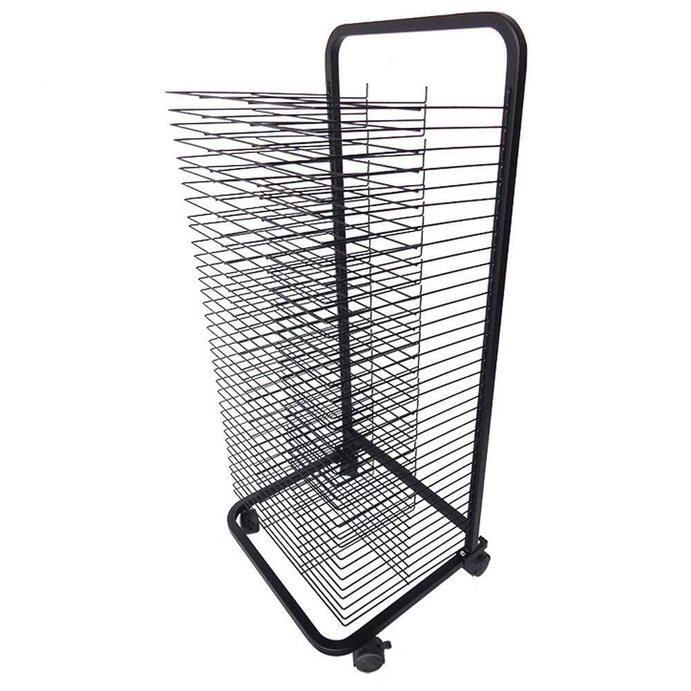PPXCZZ Art Drying Rack with 20, 23, 25, or 35 Shelves, Mobile Single-Sided Metal Cart with Wheels for Classrooms & Studios(35 Floors)