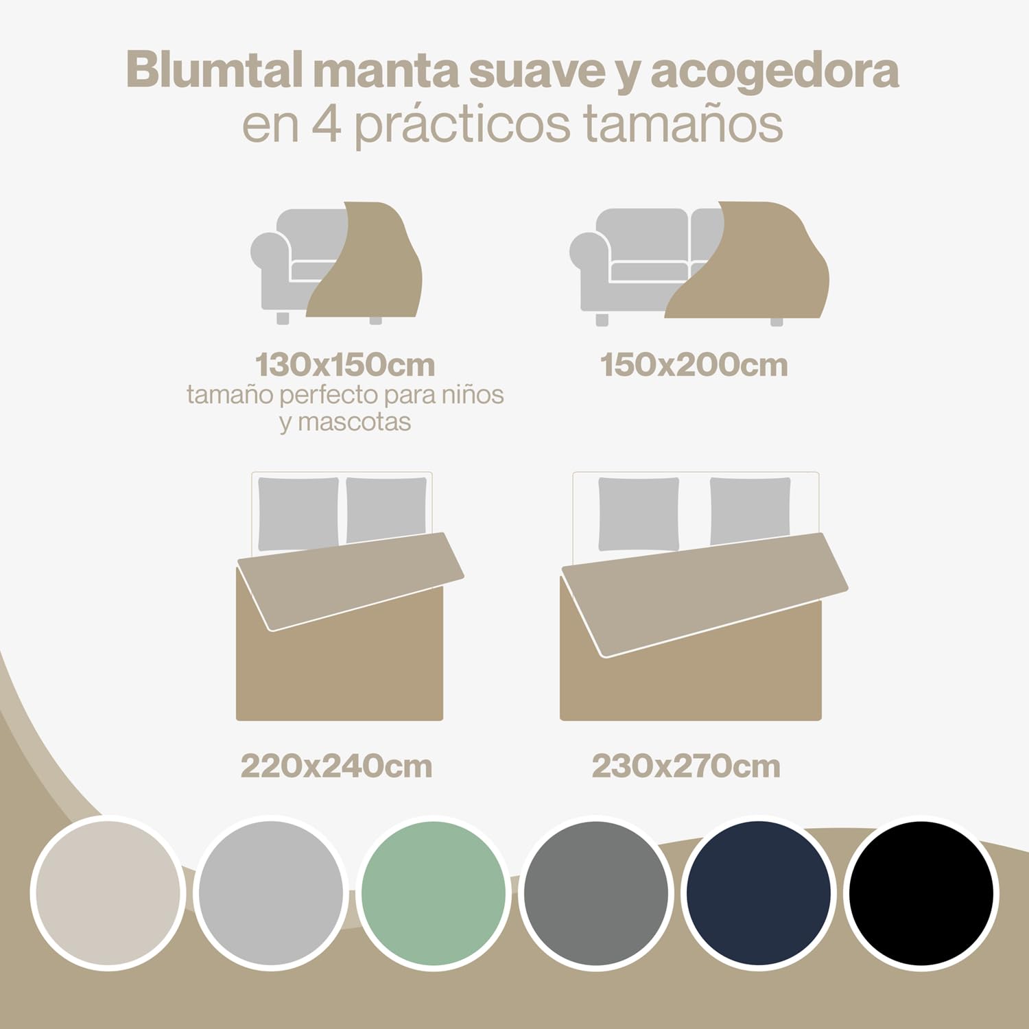 Blumtal Manta Sofa 230x270cm con diseño de Punto Trenzado - Mantas para Cama con Certificado Oeko-Tex - Mantas para Sofa de Microfibra con Suave Sherpa en el revés - Manta para Cama - Beige/Blanco
