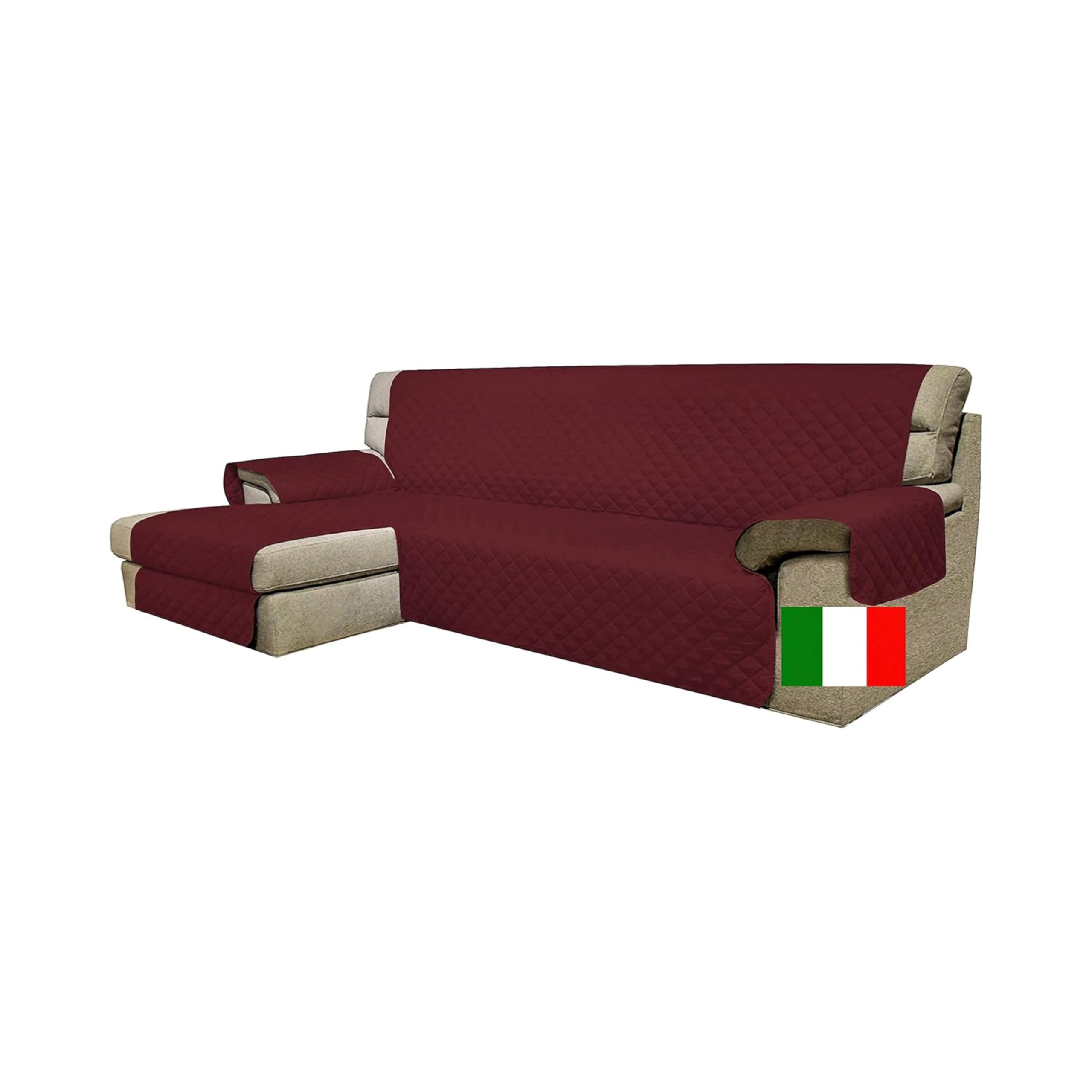 Moonange - Copridivano 2 Posti con Penisola - Seduta 200 cm - Impermeabile - Angolare - Antiscivolo - Antimacchia - Reversibile - Antigraffio - Antipelo - Bordeaux