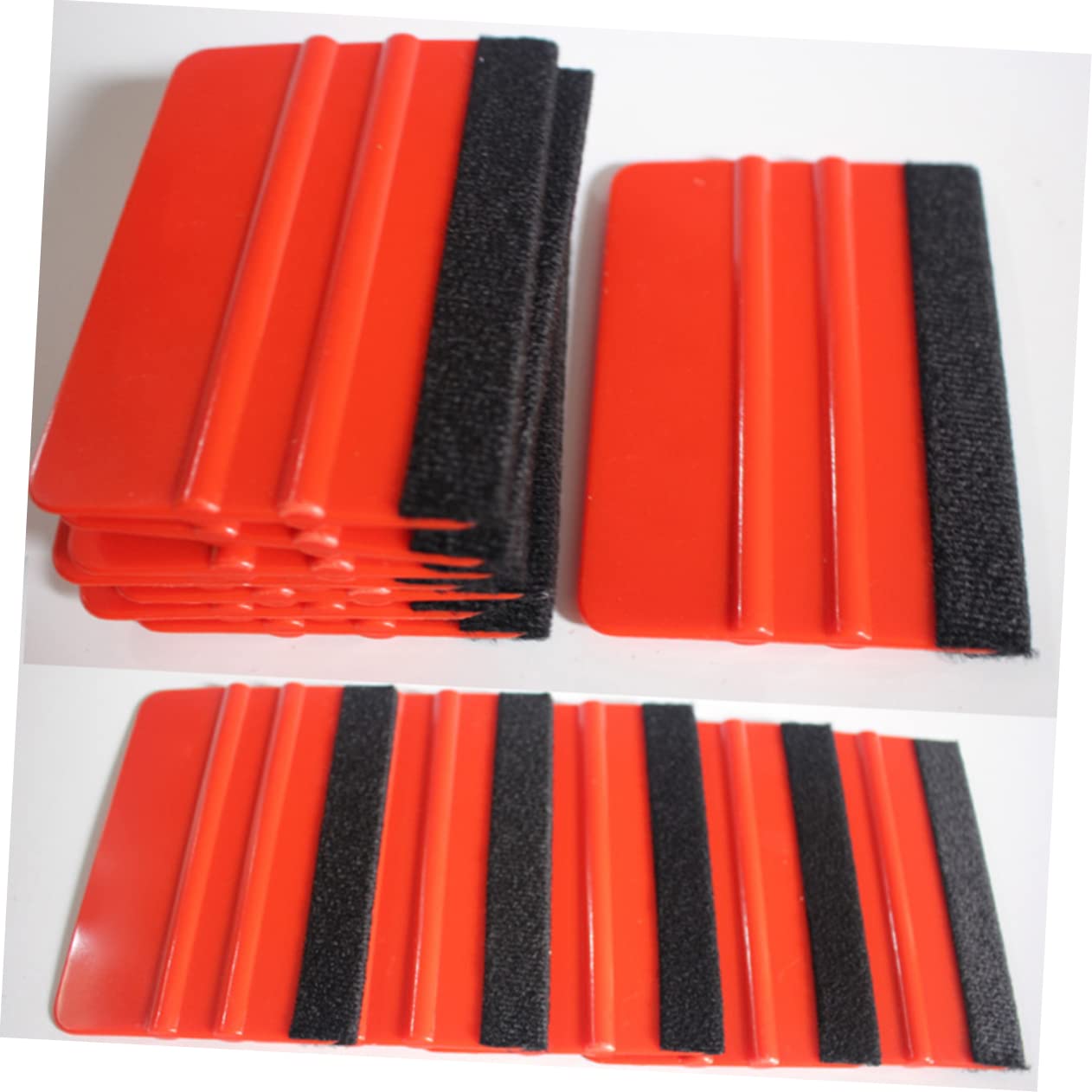 MUCKLILY 5pcs Plastic Felt Squeegee Film Applying Tool for Auto Window Film Installation Decal Scraper for Car Care Red