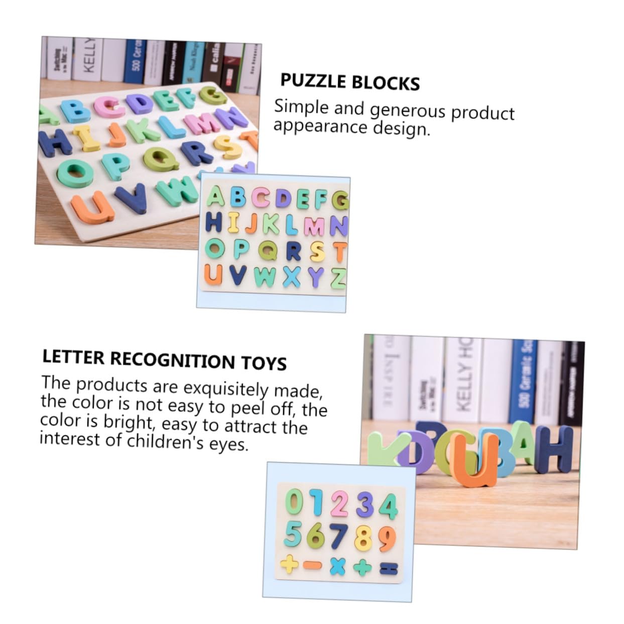 Puzzle Numerico in Legno Lettere, Set 4 Pezzi, per Ragazzo Ragazza