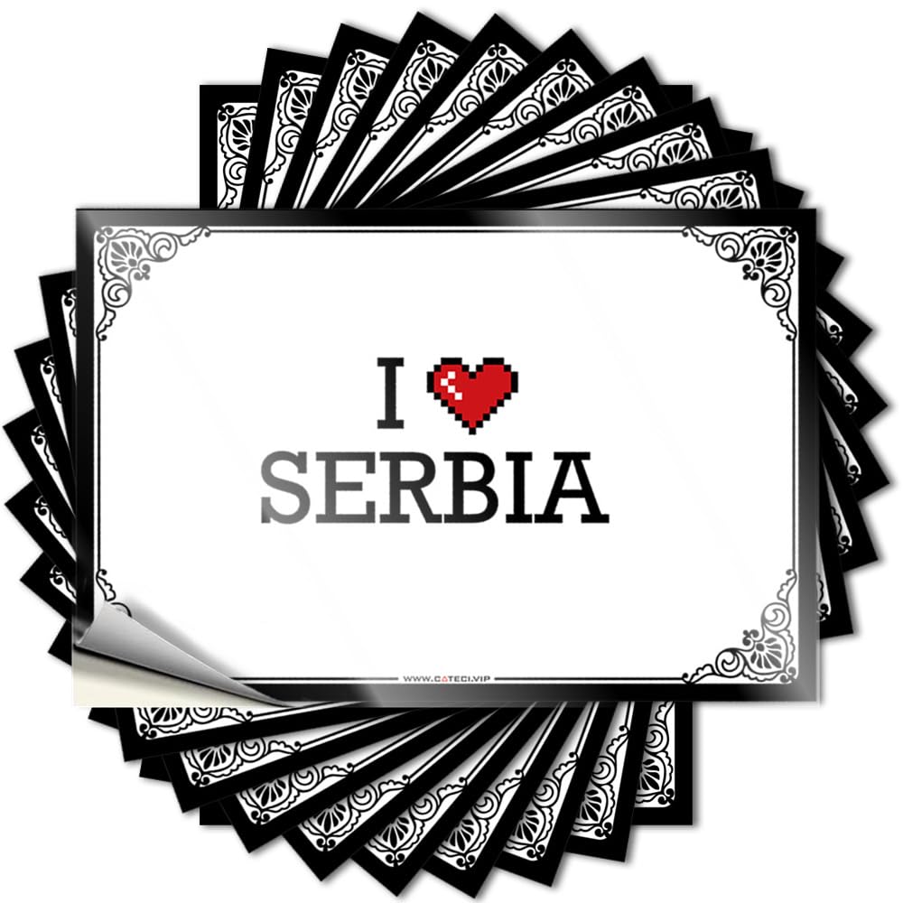 Fzfn Girls Colour Decal Laptop Optical Illusion I Love Serbia For Items - Basement Decor Easy Peel Removable(6X9cm)