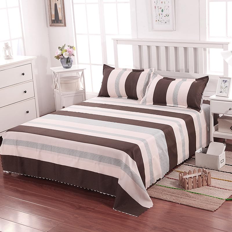 Drap housse literie à rayures pastorales 215x225 pour couettes simples et doubles