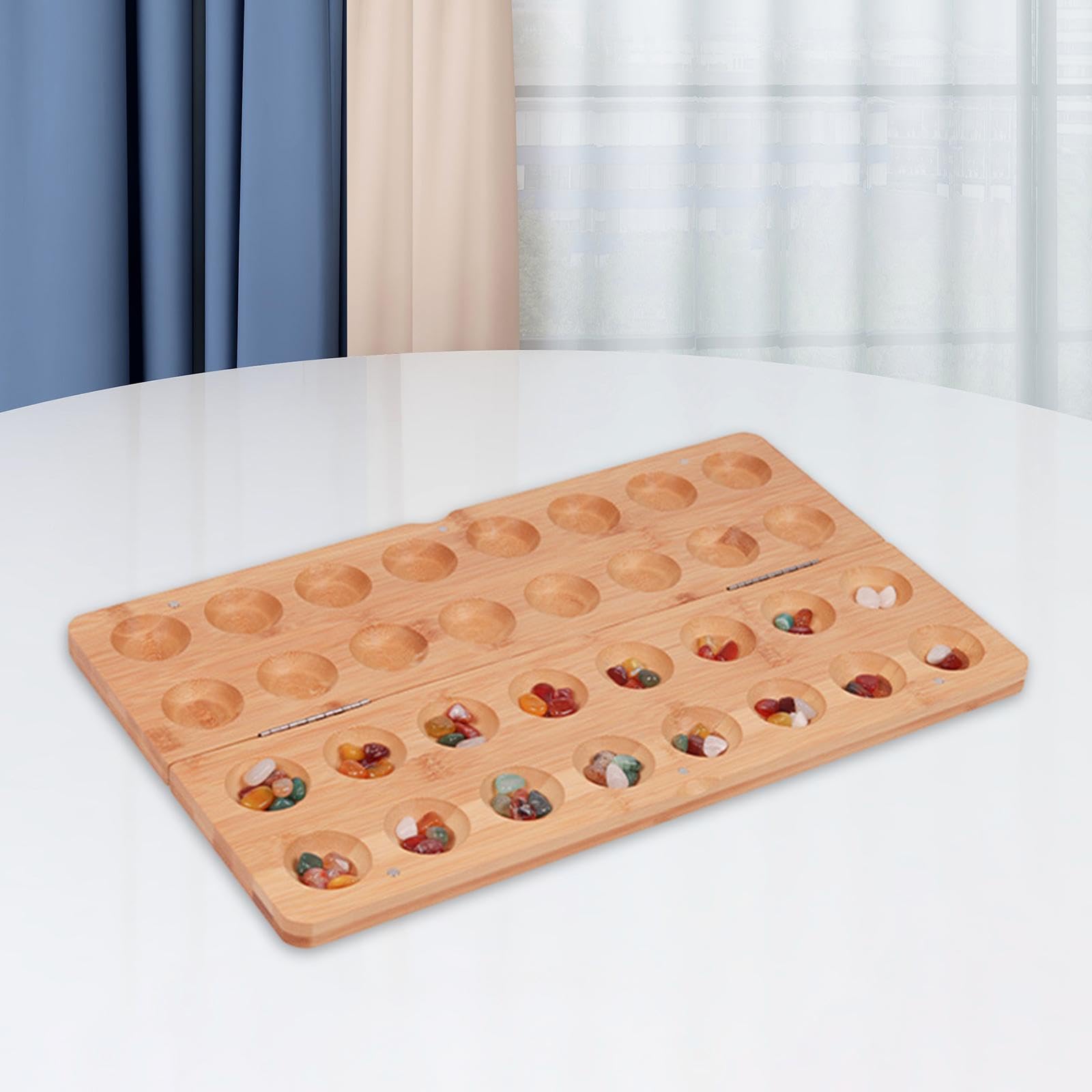 Amagogo Mancala-Brettspiel, antikes Strategiespiel, Reisen, Kinder und Erwachsene, Partygeschenke für 2 Spieler ab 8 Jahren, 65 farbige