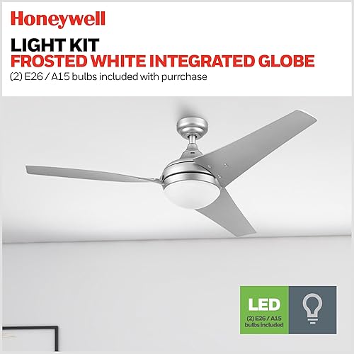 Miniatura 4 de Honeywell Ventiladores de techo Neyo, ventilador de techo LED contemporáneo de 52 pulgadas para interiores con luz, control remoto, aspas modernas