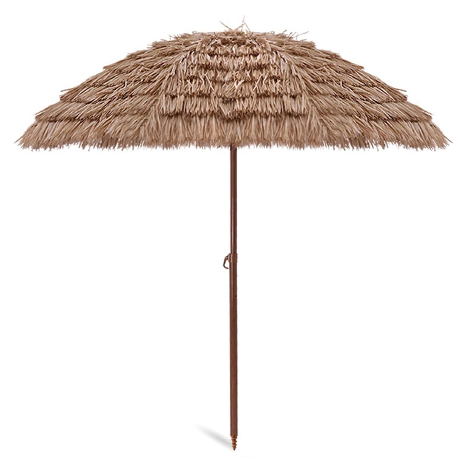 Hula Tiki Parasol 5/6.5/8FT Haian Beach Parasol z 8 żeberkami Zewnętrzna parasolka Tiki na podwórku basenowym (160 cm / 5,2ft)