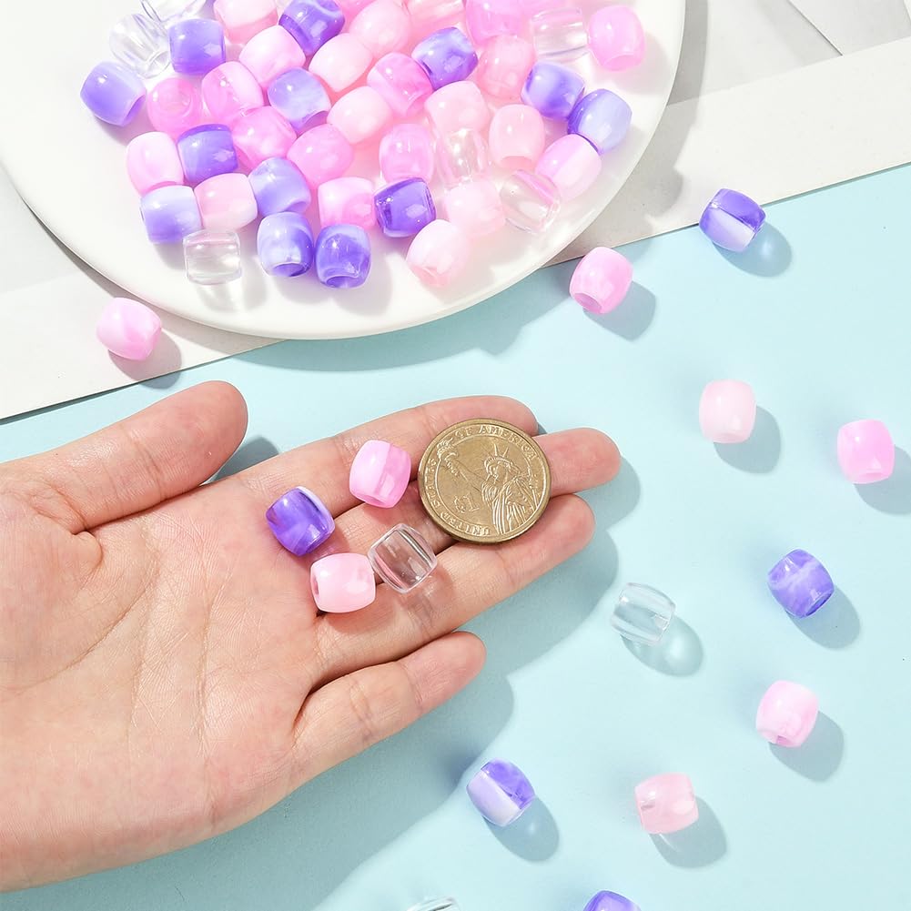 SUNNYCLUE 1 Box 120Pcs Colorful Braid Beads Loc Hair Beads with 5mm Hole Plastic Tube Imitation Pearl European Loose Spaces for Dreadlock Accessories DIY Crafts Hair Clips Decoration Jewellery Making - Image 4