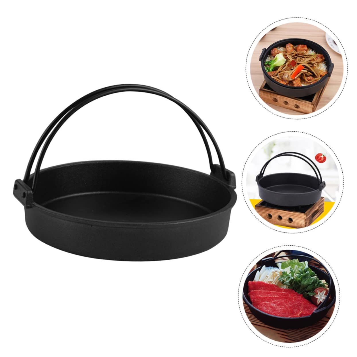 Olla de Hierro Fundido Negra de Doble Asa para Cocina