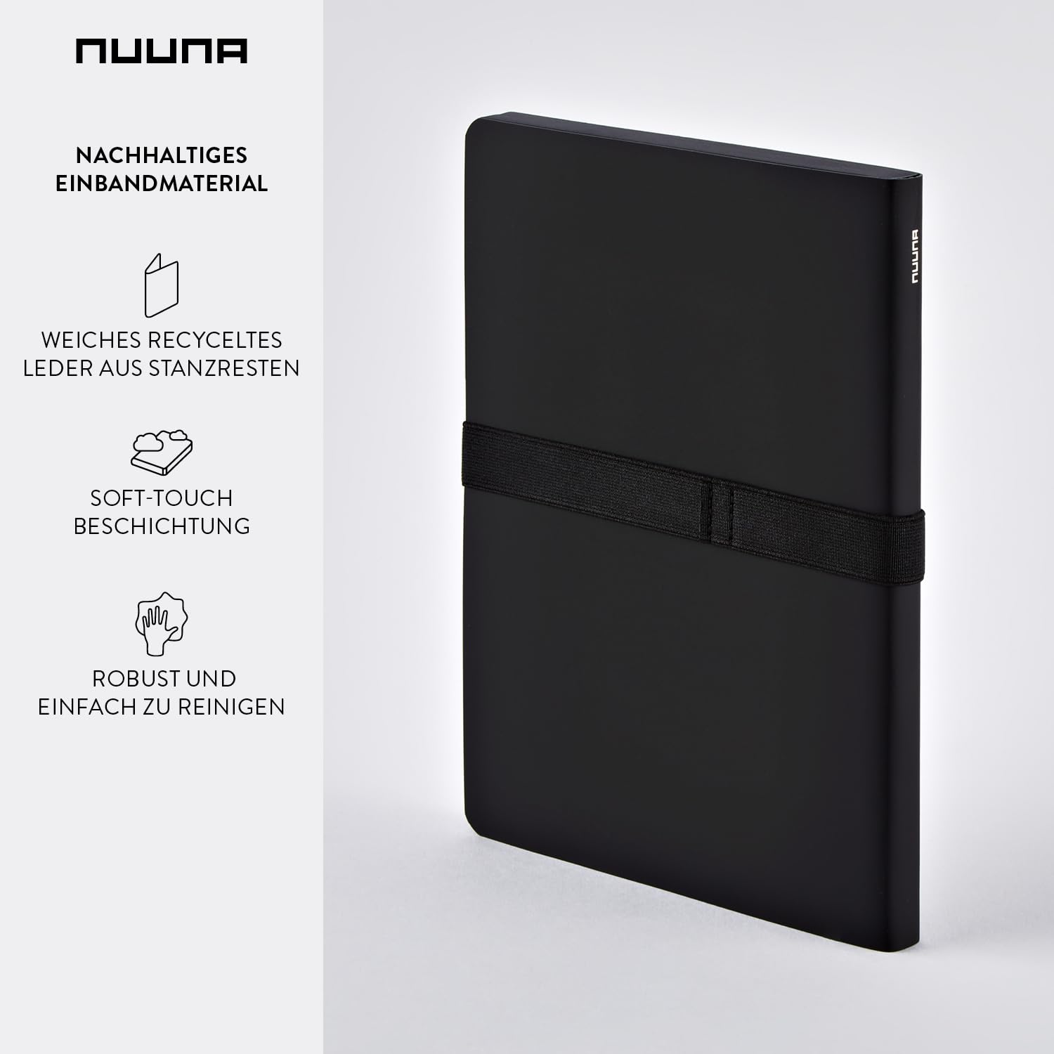 Nuuna Notizbuch A5+ Not White L Light - Schwarz, Leder schwarz