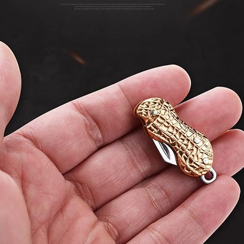 Miniatura 6 de Magik 2-4 piezas mini cuchillo plegable portátil con forma de maní collar de acero inoxidable EDC paquete de 2