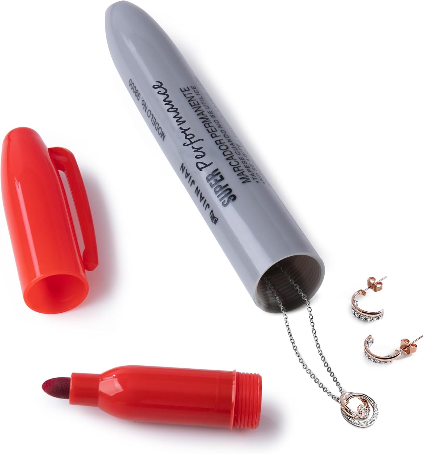 BarGifts Fake Pen Diversion Safe- Hidden Secret Compartment Safe, Realistic Marker Pen Hide Small Items Keep Your Valuables Secretly, Red (1 Pack)