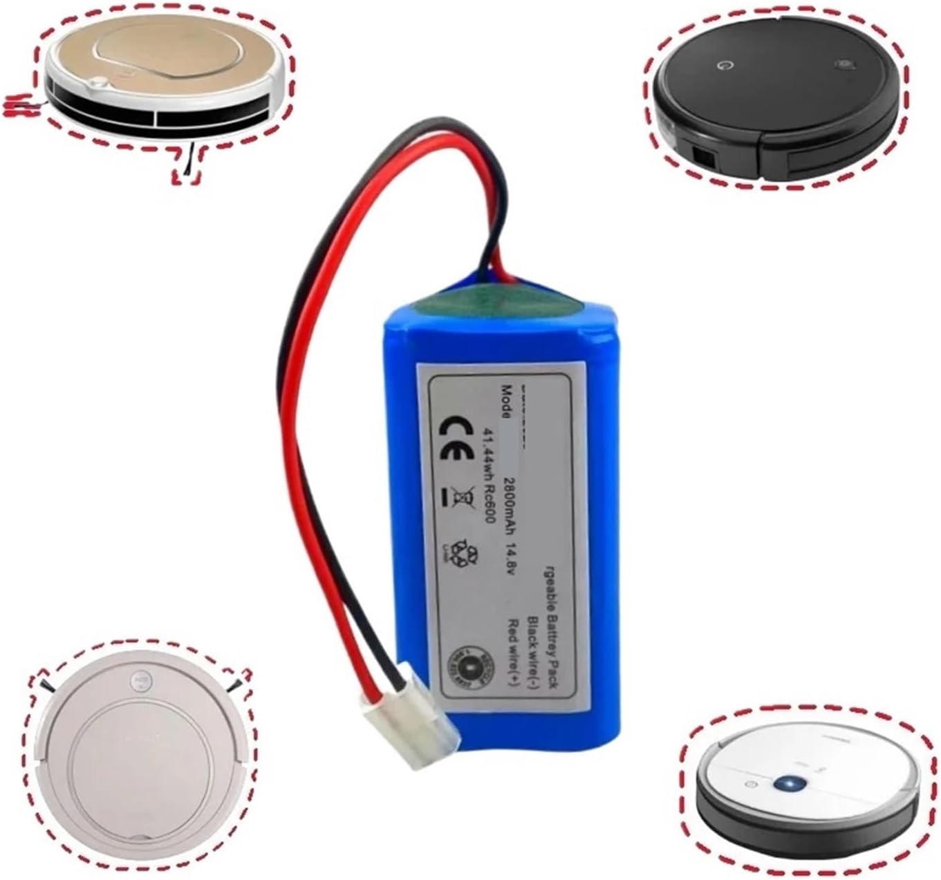 14.8V 2800mAh Battery Side Brush,Compatible For Rowenta Tefal Explorer Serie 20 40 60 Robot Vacuum Cleaner Part