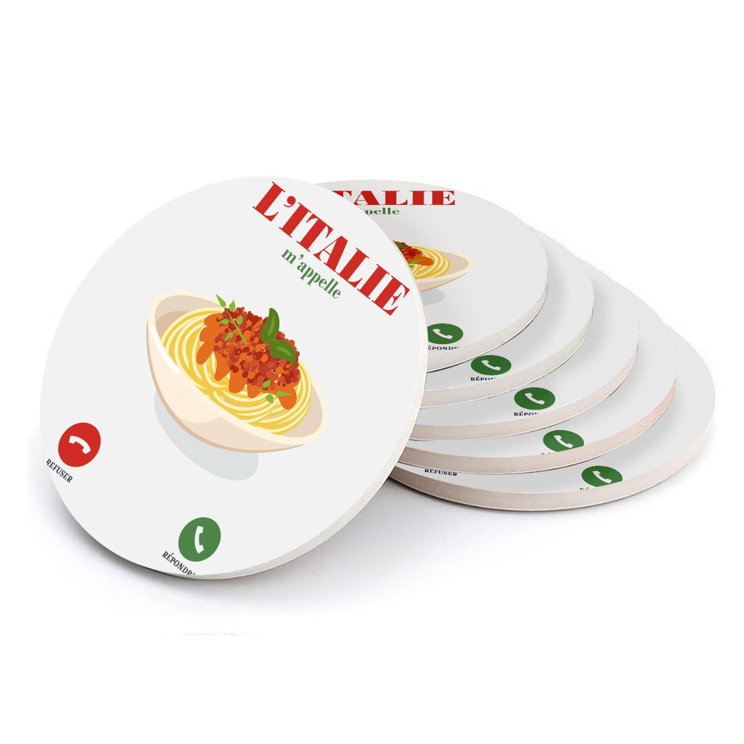 Sous-verre ronds en céramique idée cadeau originale pour amateurs d'Italie