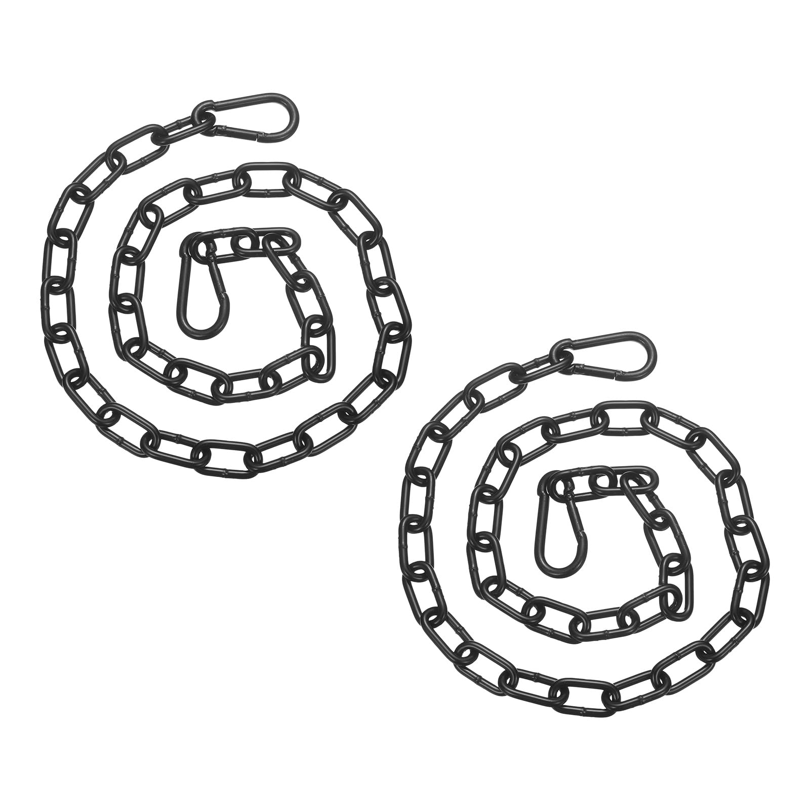 PATIKIL 2 Pcs Gate Chain Lock, 35 in x 4mm Chain Dia Alloy Steel Hanging Chain Lock with 2 Open Clasps for Stall Barn Fence Gate Hammock Swing Punching Bags Sandbag Yoga Gym, Black