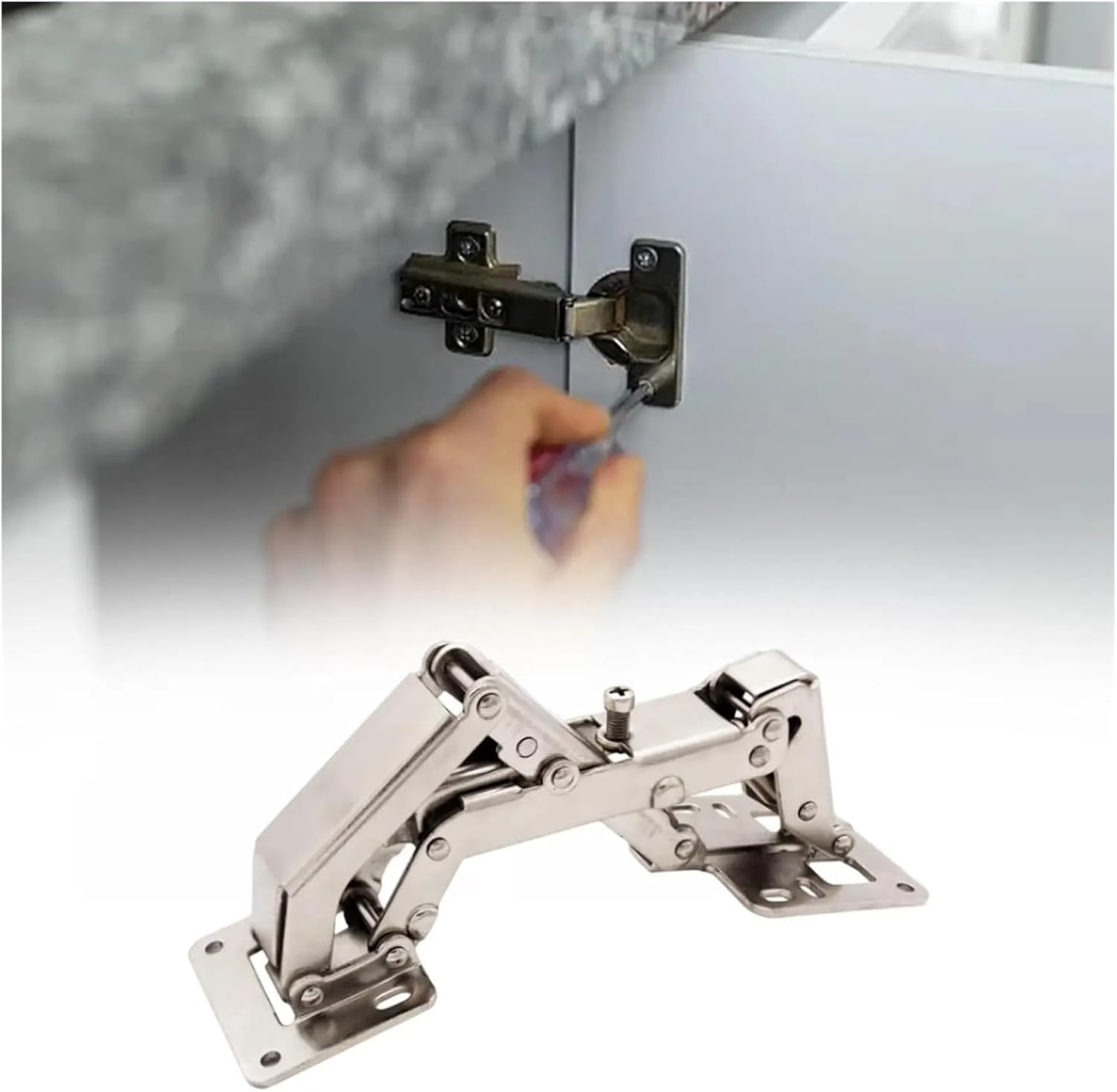 180 Degree Hinges Frameless Cabinet Hydraulic Soft Close Kitchen Cupboard Doors Cold Rolled Steel Material(Silver)