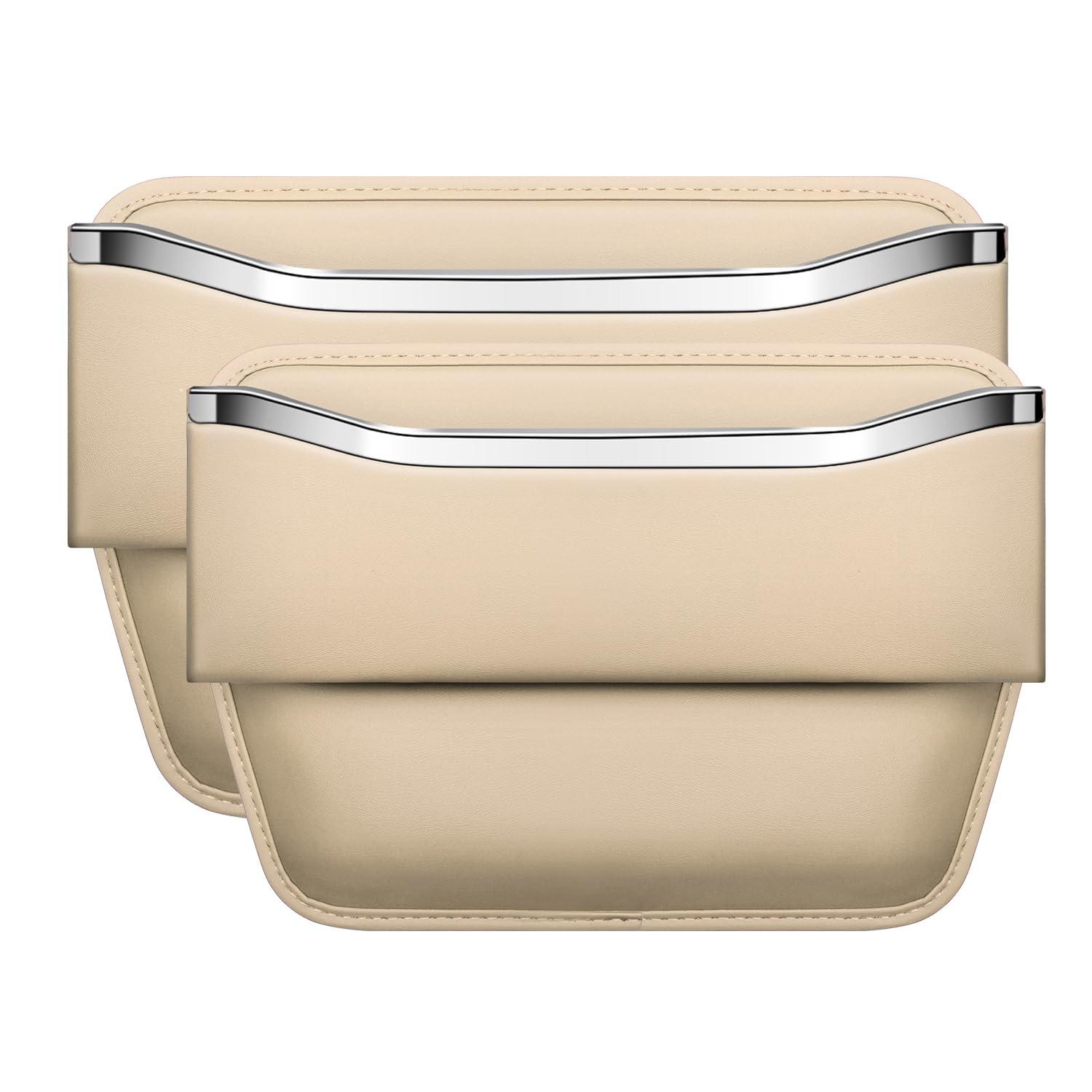 Car Seat Gap Filler Organizer - Leather Console Side Pocket Seat Storage - Stylish and Practical Car Accessories for Cars,SUV,Truck (Beige - 2 Pack)