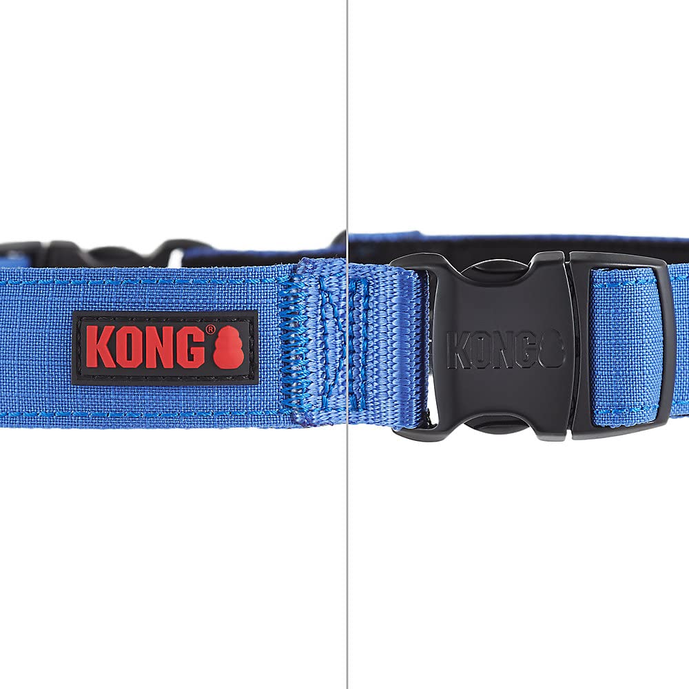 KONG Collare per cani imbottito ultra resistente con manico confortevole (grande, blu)