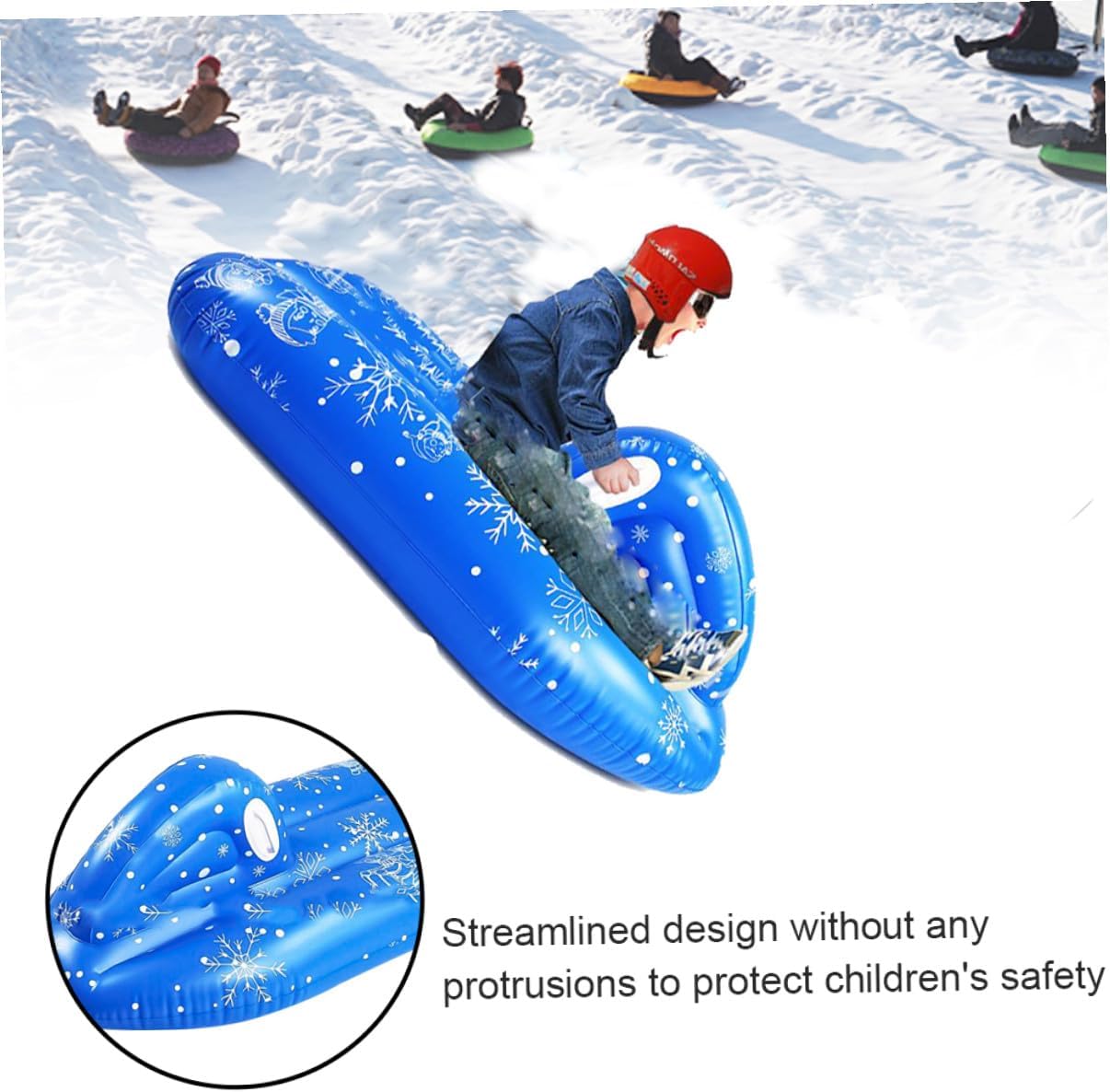 BESTYASH Inflatable Snow Sled and Skiing Board for Cold-Resistant PVC Snow Tube with Handles Winter Outdoor and Family Sledding