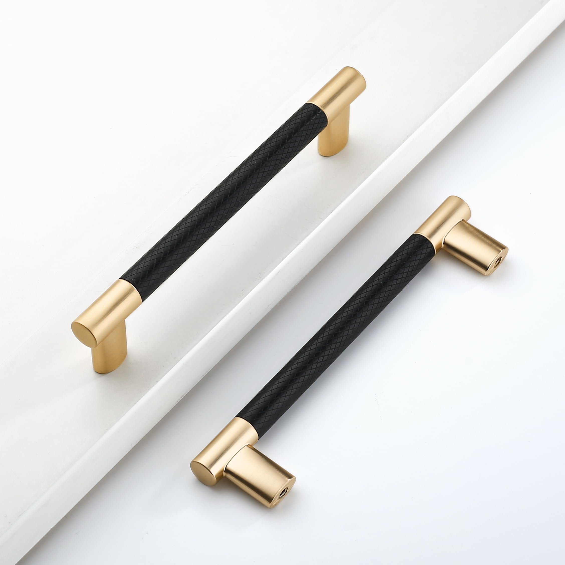Amazon.com: CILEYTION 10 Pack Black and Gold Door Handles, 5 Inch Hole ...