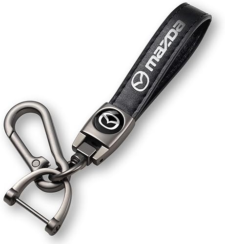 Porwayse Llavero de cuero genuino compatible con Mazda CX-5 CX-7 CX-8 M6 MX5 RX7 RX8 A8 CX9 MX6 R3 M2 M3 M5, llavero de coche para hombres y mujeres