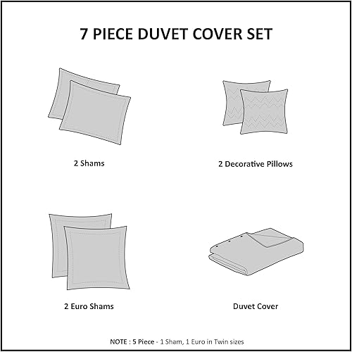 Miniatura 12 de Urban Habitat - Juego de edredón 100% algodón Jacquard, cobertura de edredón para todas las estaciones chic que proporciona un acento desgastado de