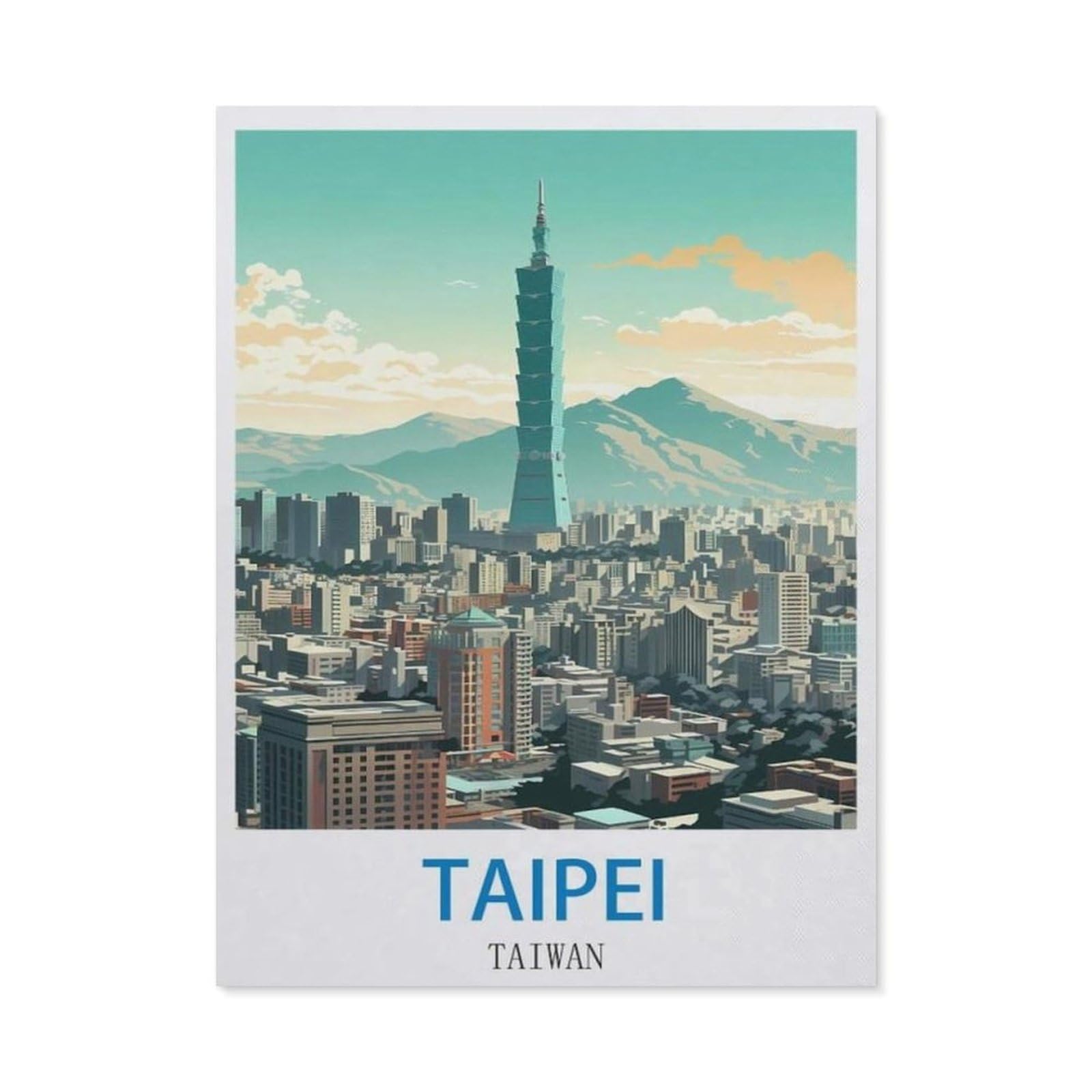 BEAYODKP Full Diamond 5D DIY Diamond Painting，Taipei Taiwan，3D Diamond Embroidery Cross Stitch Mosaic Needle Works（40 x 50 cm/15.74 x 19.68 inches）-CM8