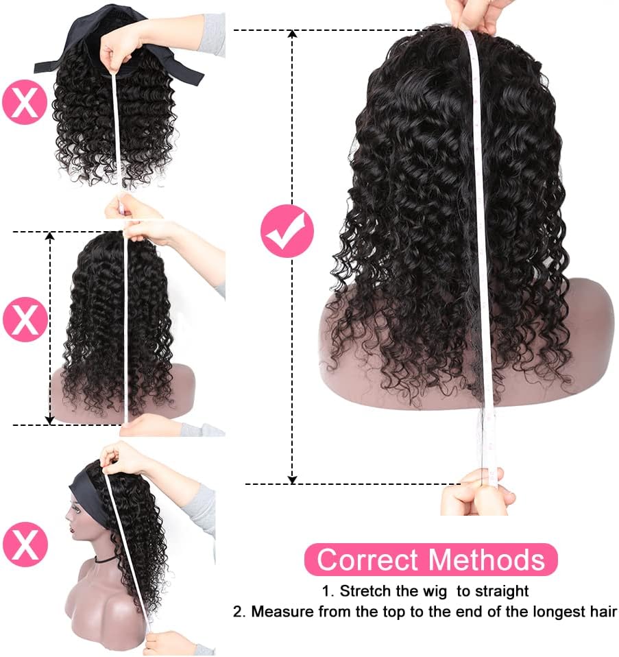 Celiarita Red Burgundy Headband Wig Human Hair Deep Wave Half Wigs for Black Women #99J Wine Glueless None Lace Front Machine Made 150% Density Deep Wave Headband Wigs Human Hair 22 Inch…