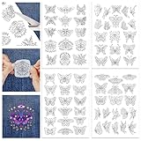GLOBLELAND 4 Blatt Schmetterlingsmottenmuster Wasserlösliche Stickerei Handnähstabilisatoren Für Stoffstichübungen Stickaufkleber Abwaschbare Stabilisatoren Für Stickereien