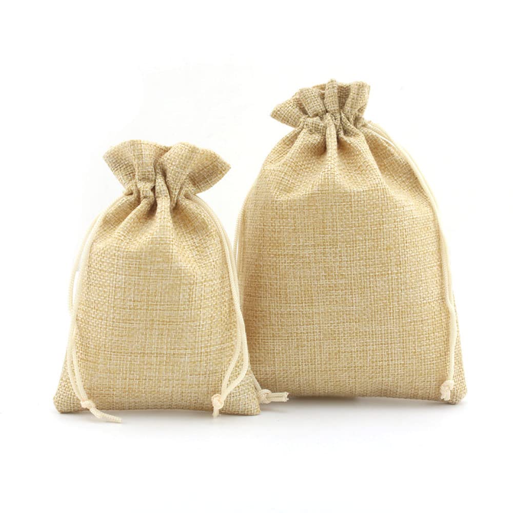 Borse Regalo e Sacchetti 50 pz/Lotto Multi Color Natural Burlap Wedding Samples Samples Gem Pietra Minerale Caramella Biscotti Biscotti Bustina di Juta Coulisse Borse Dimensioni Varie