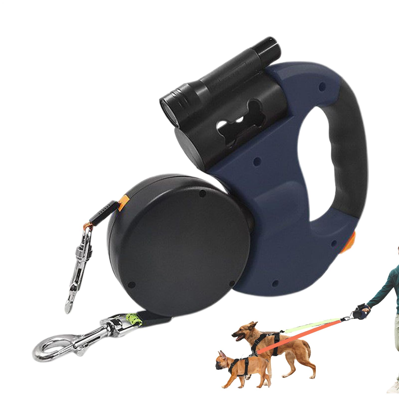 Guinzaglio Doppio per Due Cani Guinzaglio Antiscivolo Pieghevole | Guinzaglio Esterno per Cani per Passeggiate all'Aperto Spiaggia Escursionismo Corsa Raccolt