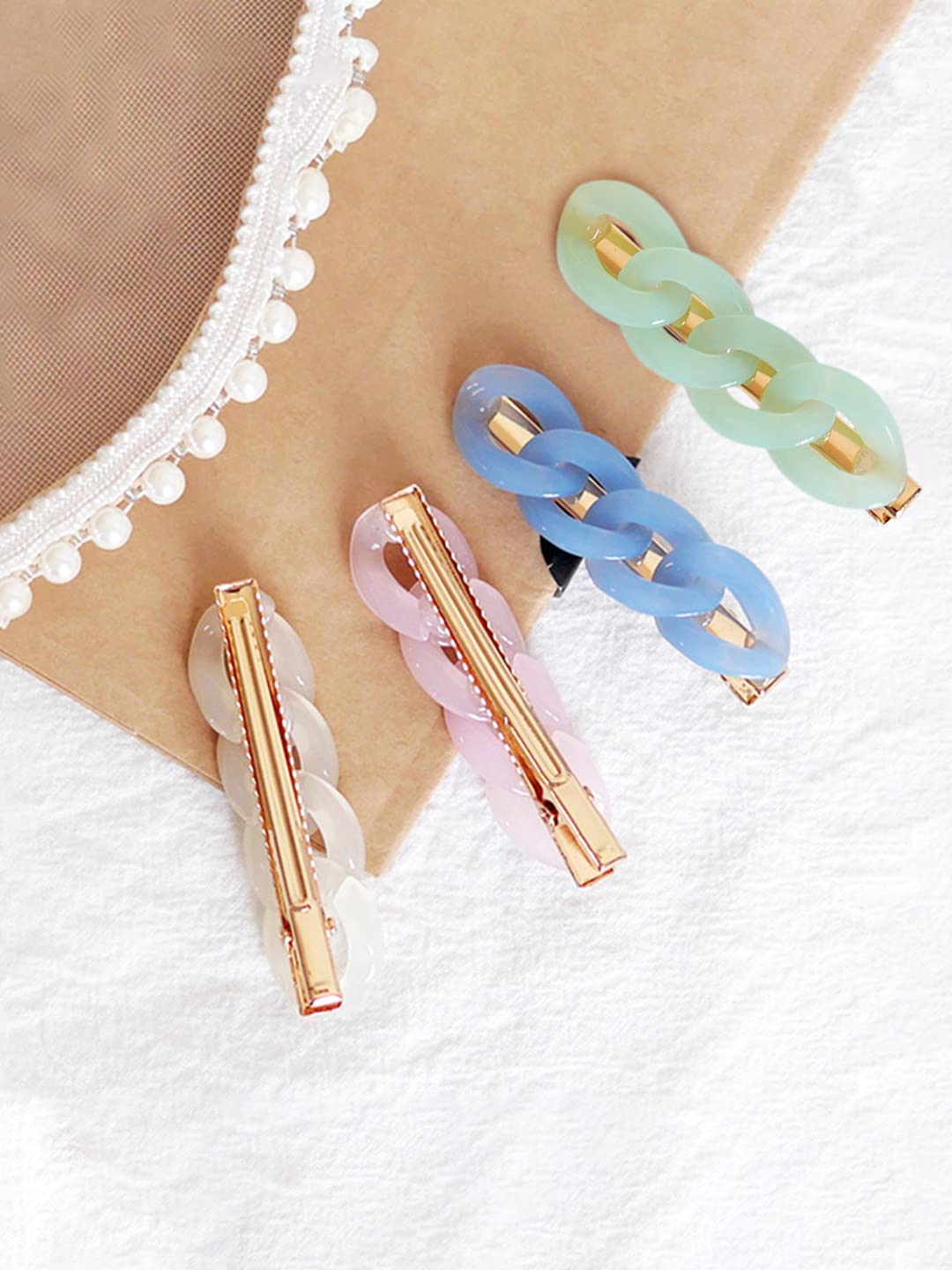 Chain Alligator Hair Clips Set of 4, Stylish Accessories