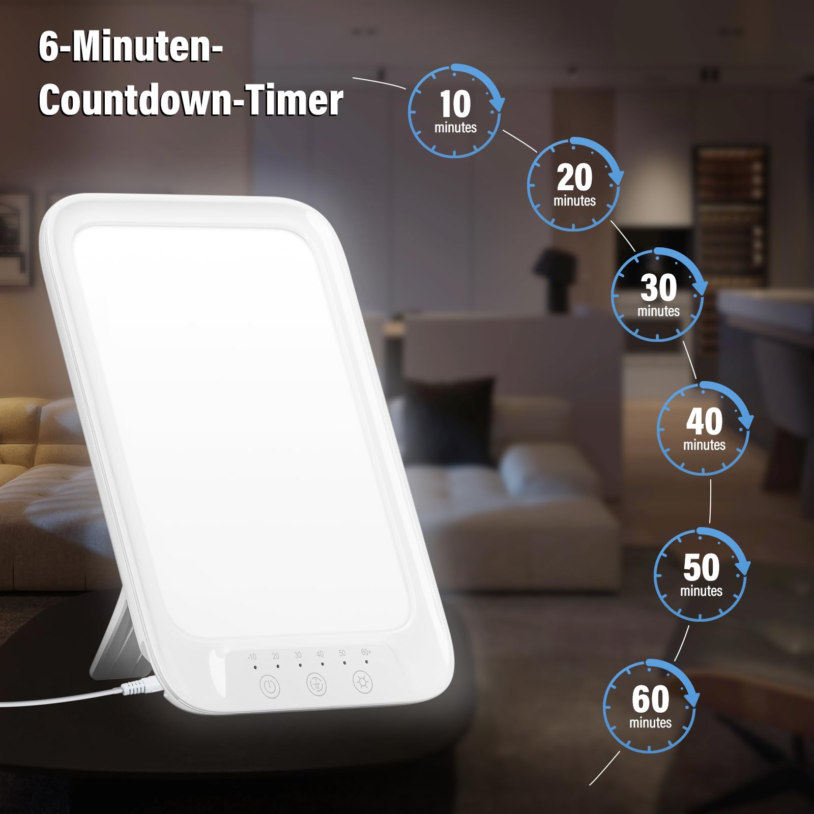 NIKYJM Lampada che Simula la Luce Naturale del Giorno 20mila lux, Lampada SAD per Benessere nei Mesi con poco Sole, Compatta per Scrivania o da Viaggio e Regolazione Variabile, Tecnologia LED