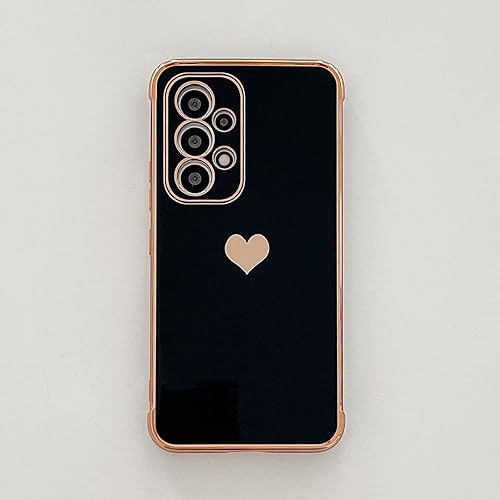 Miniatura 5 de phylla Funda para teléfono Samsung Galaxy A53 0.18 oz con protección para cámara, funda de lujo con borde chapado en corazón, silicona suave a