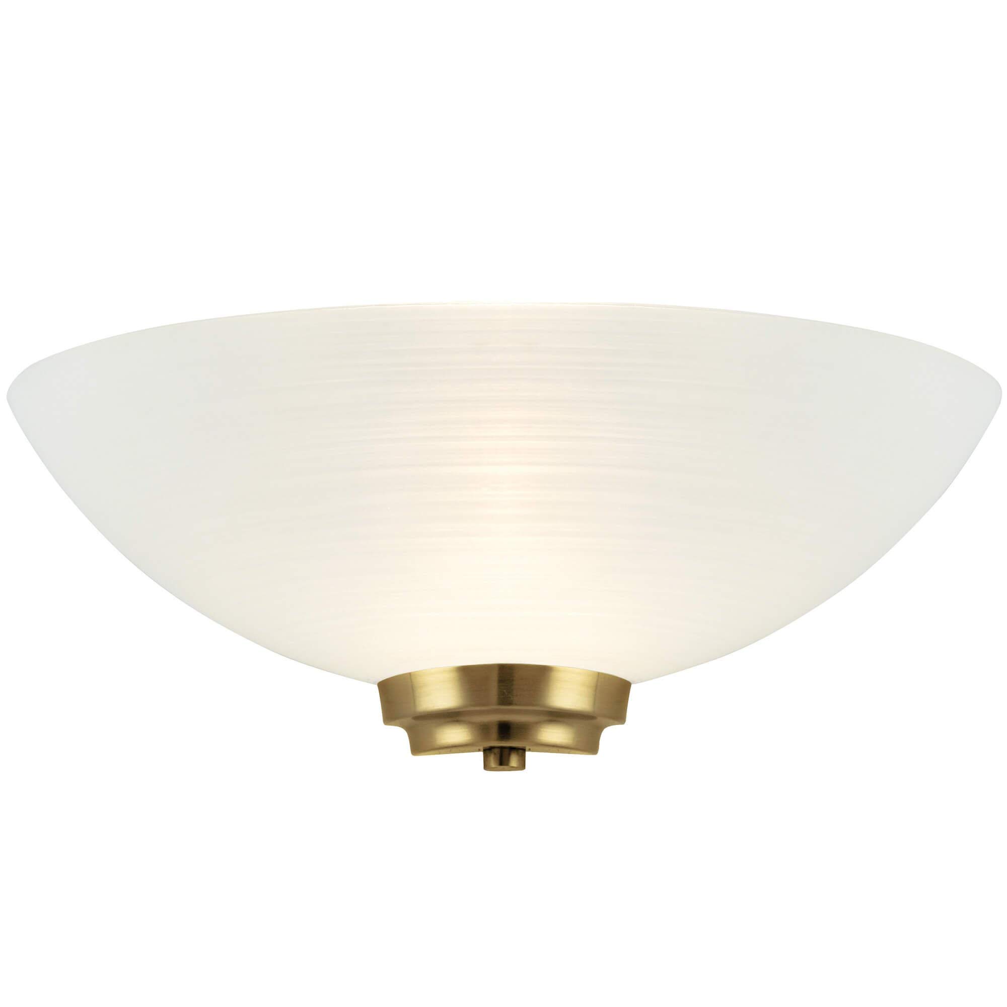 Endon Welles 1lt wall 60W White painted glass with faint line pattern & antique brass effect plate
