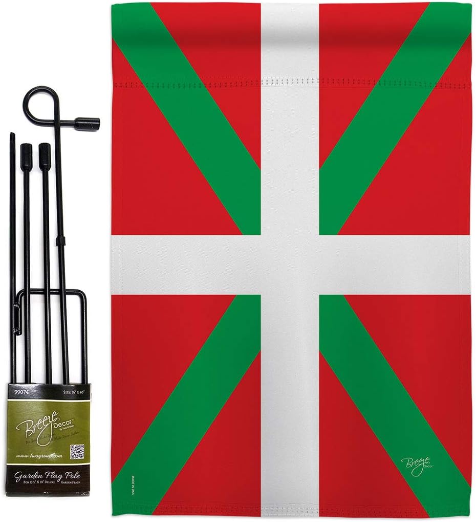 Basque Country Burlap Garden Flag Regional Nationality Nation International World Particular Area Small Decorative Gift Yard House Banner Double-Sided Made In USA 13 X 18.5
