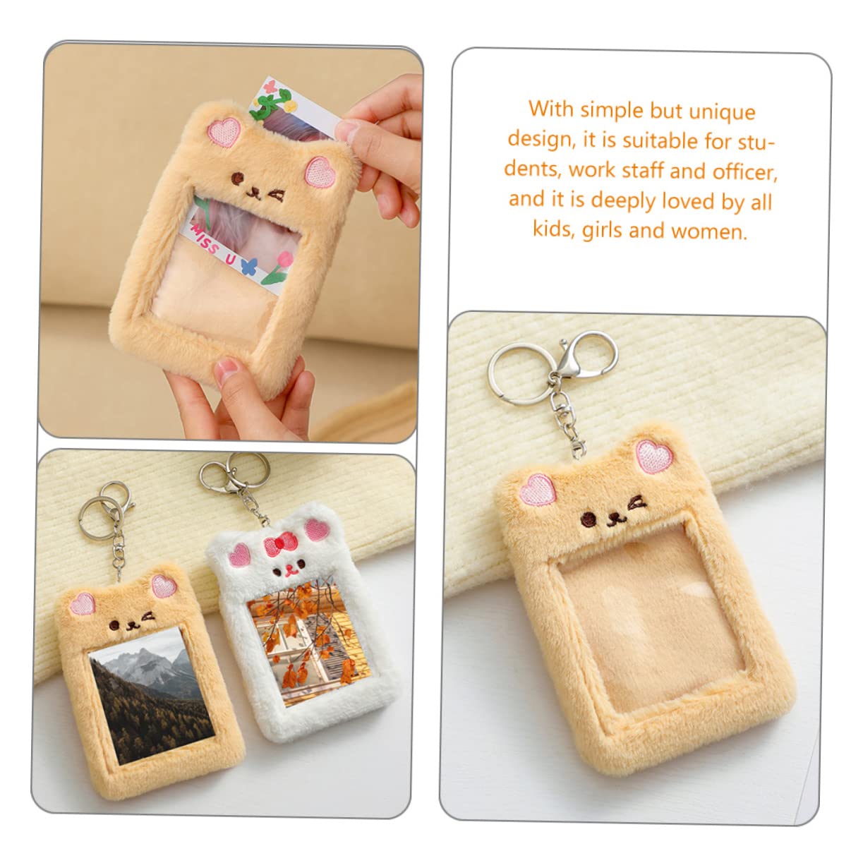 ULTECHNOVO 5pezzi Portachiavi Trasparente Con Portafoto Peluche Porta Carte Slim Per Borse Portamonete Pratico e Leggero Per Studenti Compleanni e Eventi Speciali