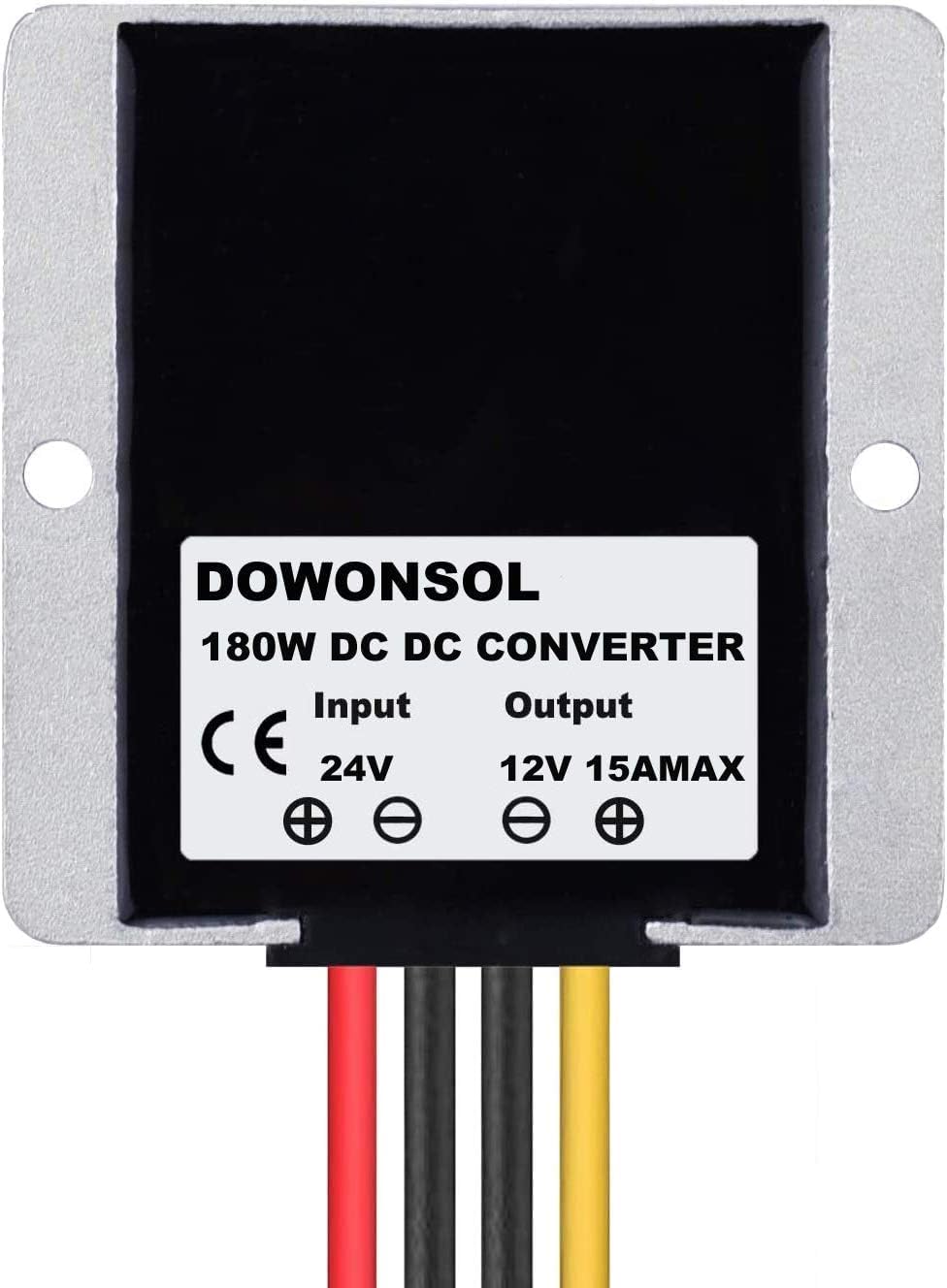 NW DC Voltage Converter Regulator DC 24V(16v-35v) Step Down to 12V 15A 180W Waterproof Car Power Supply Electronic Buck Transformer for Golf Cart Club Car (24V-12V15A(74mm))