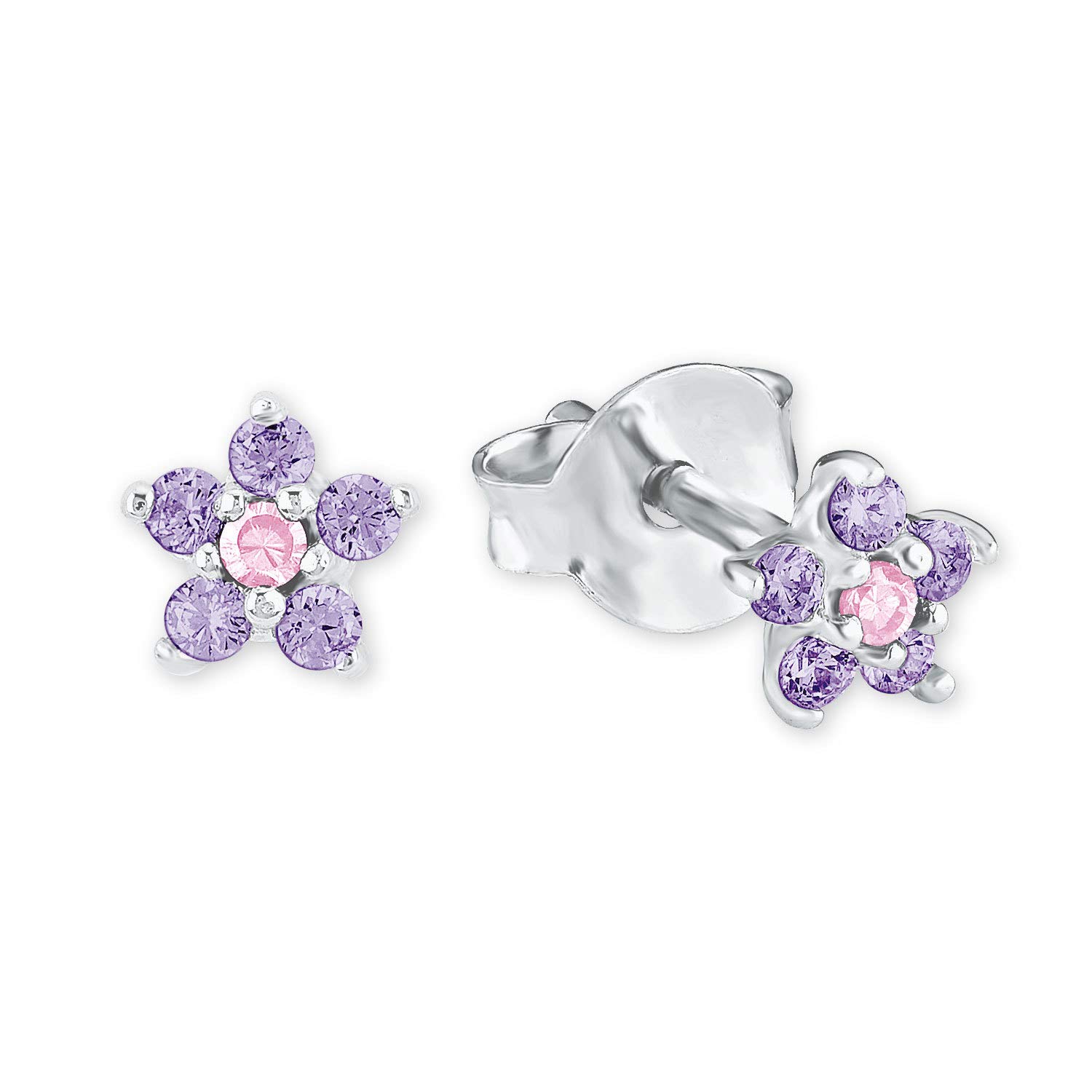 Prinzessin Lillifee Ohrstecker 925 Sterling Silber Mädchen Kinder Ohrschmuck, Blume, mit Schmuckstein, Kommt in Schmuck Geschenk Box