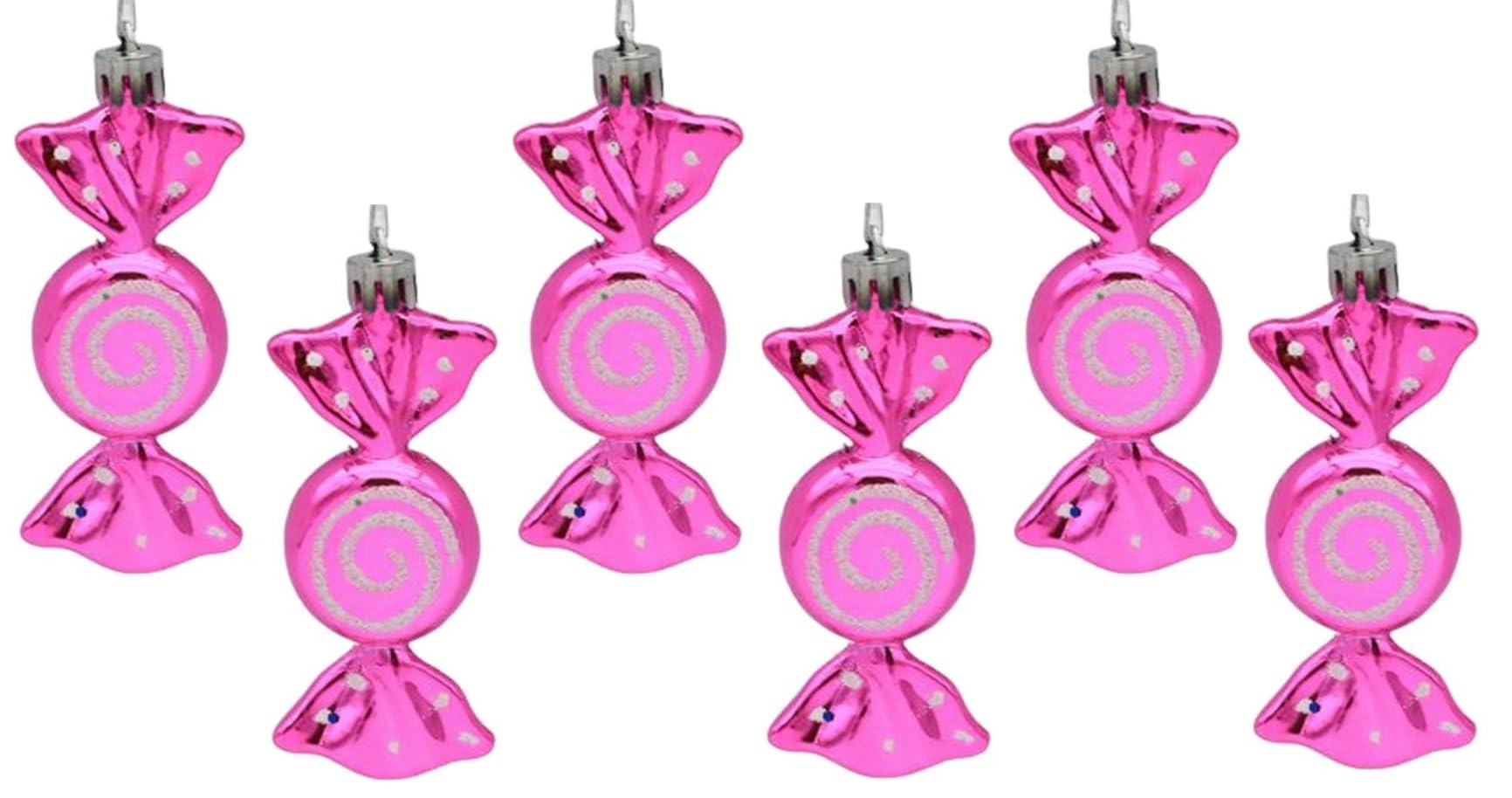 UKDeals Direct® Christmas Candy Decoration Candy Props Christmas Tree Hanging Ornament Candy Baubles 6pcs (Hot Pink) - Image 2