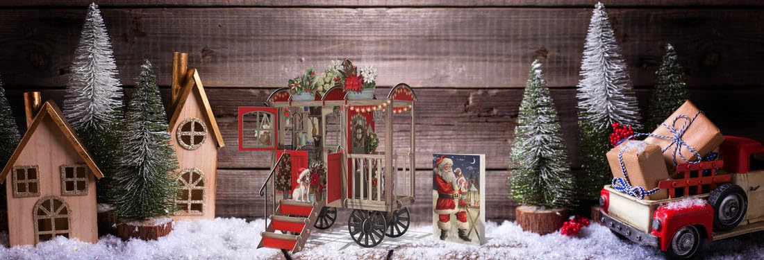 Christmas Hut - 3D Paper D'art Christmas Card - Red - Image 3