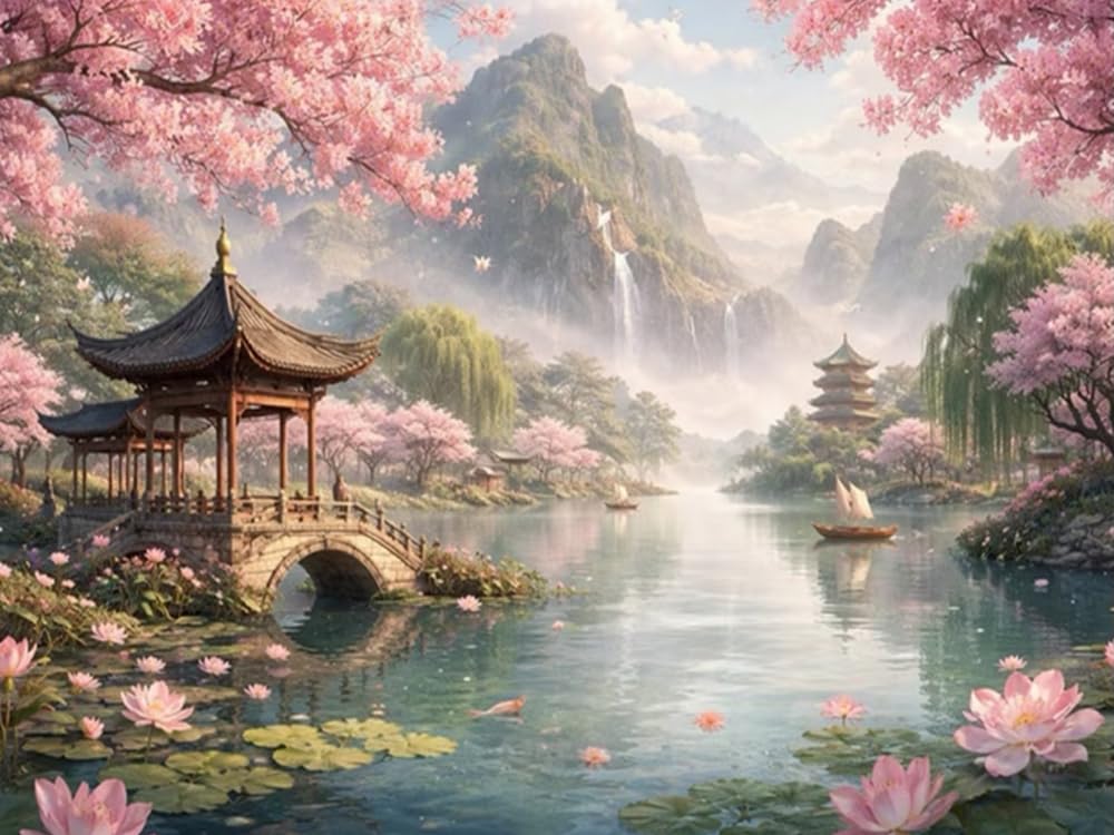 GLTEYACO 5D Diamond Painting Diamond Art Kits DIY Adult Beginner Diamond Crafts Home Wall Decoration Beautiful Scenery 40x50 cm