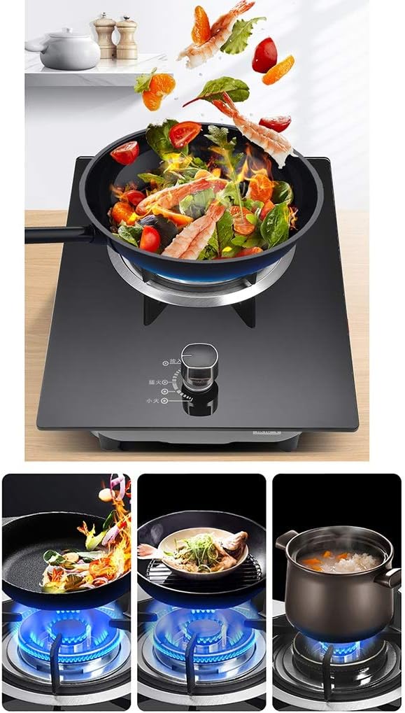 Burners Gas Hob Built-in Gas Hob -Black Tempered Glass Gas Cooktop-Sturdy Cast Iron Pan Support -Electronic Pulse Ignition-Flameout Automatic Protection(Lpg)