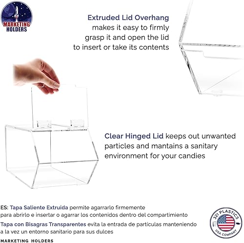 Vista 11 de Marketing Holders Contenedores apilables para dulces, 3 unidades, pequeños, medianos y grandes, con tapa con bisagras para aderezos de helado