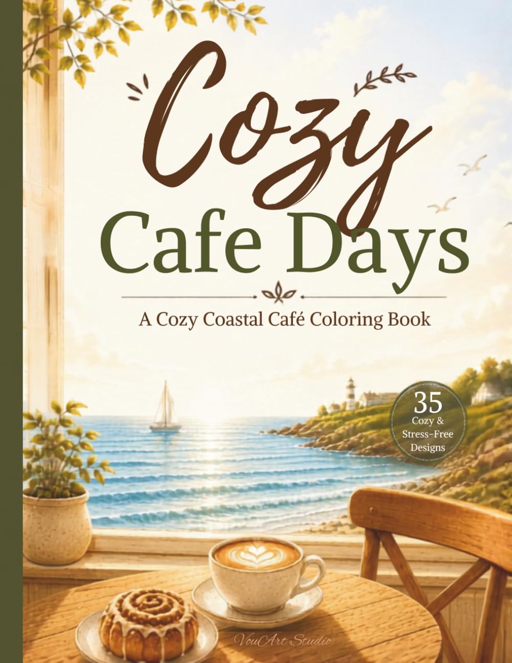 Cozy Cafe Days: A Cozy Coastal Cafe Coloring Book (Cozy Days Collection)