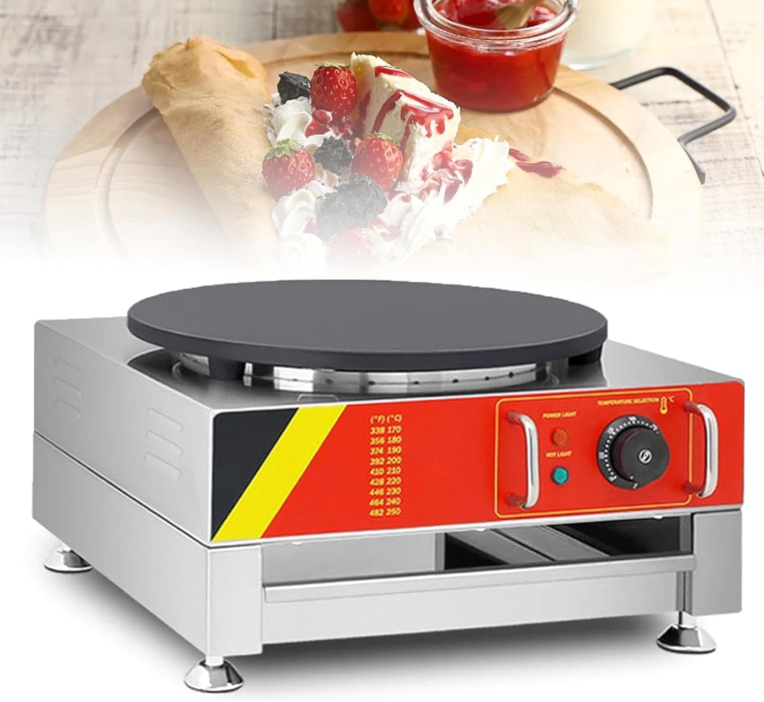 MYUYEE Electric Crepe Maker Pancake, Electric Pancake, Crepe Maker, Pancake Fruit Machine, Adjustable Temperature, Durables Materials