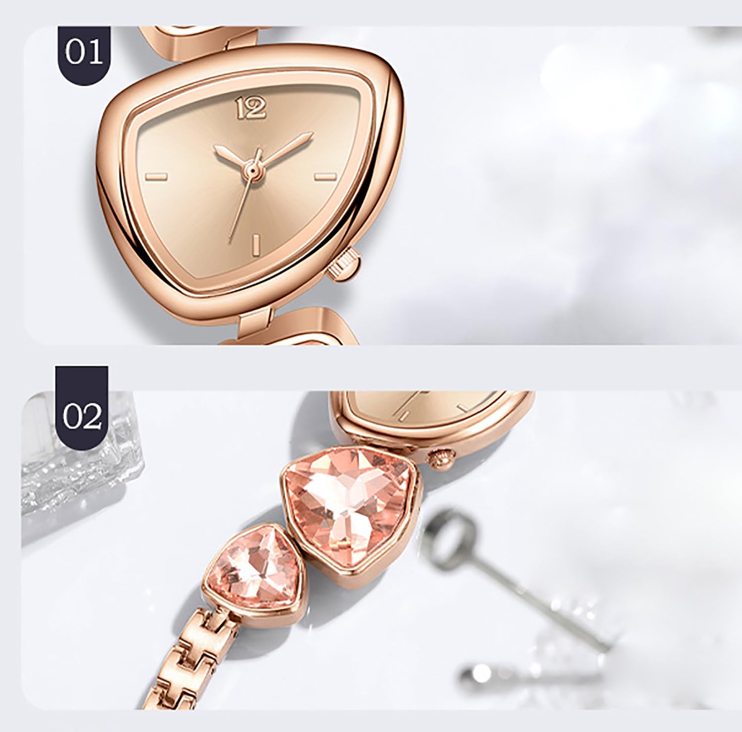 ADSBIAOYE Damen Luxus Kristall Armband Uhr Einzigartige Unregelmäßige Quarzuhr